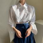 Striped Mock-neck Oversize Shirt
