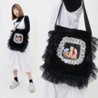 Pvc Panel Ruffled Tote Bag Black - One Size