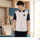 Contrast Trim Short Sleeve Embroidered Polo Shirt