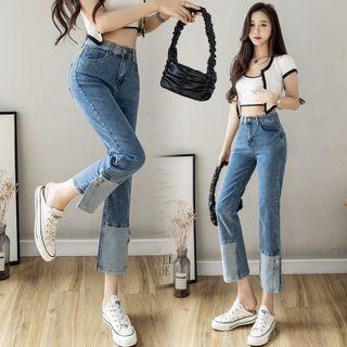 High-waist Panel Slit Jeans
