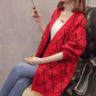 Patterned Knit Long Jacket