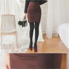 Shirred-front Slit-back Mini Skirt