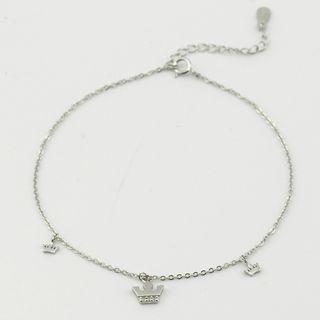 925 Sterling Silver Crown Anklet Crown - Silver - One Size