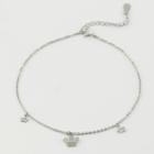 925 Sterling Silver Crown Anklet Crown - Silver - One Size