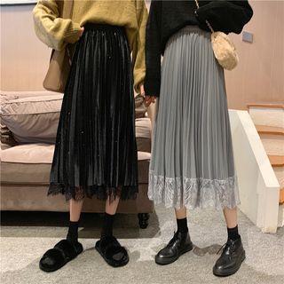 Reversible Midi A-line Velvet Skirt