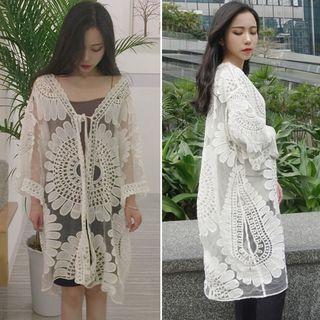 Crochet Elbow-sleeve Light Jacket