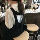 Double-collar Blouse / Bow-back Midi Pinafore Dress