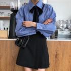 Tie-neck Blouse / Pleated Skirt