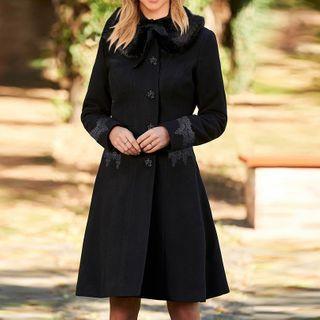 Lace Trim Buttoned Long Coat