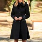 Lace Trim Buttoned Long Coat