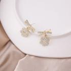 Flower Rhinestone Dangle Earring 1 Pair - E2679-1 - Gold - One Size