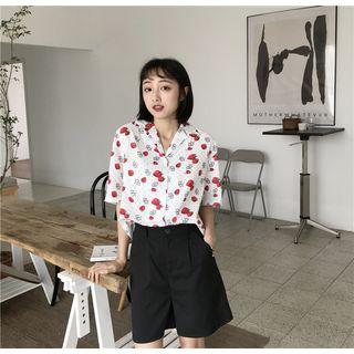 Strawberry Print Short-sleeve Shirt White - One Size