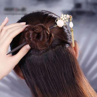 Rhinestone Floral Metal Fringe Hair Stick