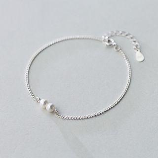 Faux Pearl Sterling Silver Bracelet Silver - One Size