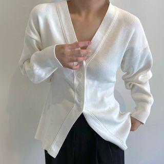 V-neck Front-slit Cardigan