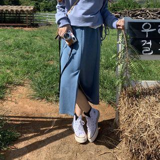 Loose-fit Plain Slit Midi Dress
