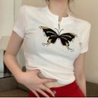 Butterfly Cropped T-shirt White - One Size