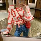 Flower Long-sleeve Loose-fit T-shirt As Figure - One Size