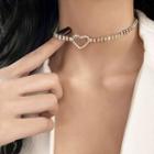 Sweetheart Rhinestone Choker Necklace - As Shown In Figure - One Size