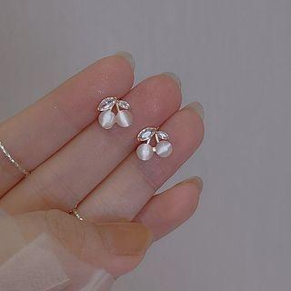 Cherry Stud Earring 1 Pair - Silver - One Size