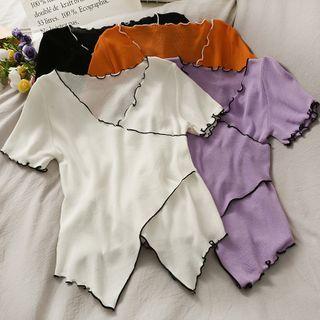 Contrasted Asymmetric Knit Top In 5 Colors