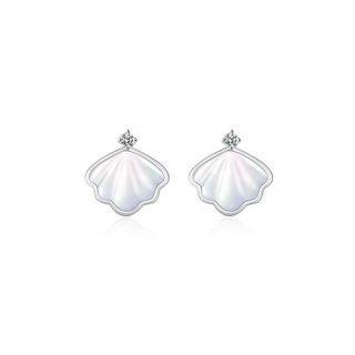 Shell Rhinestone Sterling Silver Earring