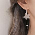 Flower Thread Earring 1 Pair - 925 Silver - White - One Size