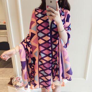 Patterned Shawl Argyle - Rose Pink - One Size