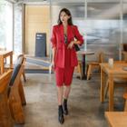 Double-breasted Blazer & Pencil Skirt Formal Set
