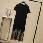 Short-sleeve Lace Hem T-shirt Dress