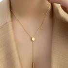 Disc & Bar Pendant Stainless Steel Necklace 1 Pc - Gold - One Size