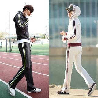 Sport Set: Hooded Jacket + Pinstriped Sweatpants