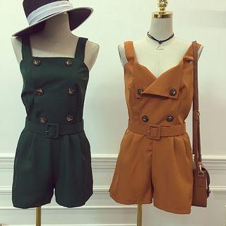Double Breasted Sleeveless Playsuit