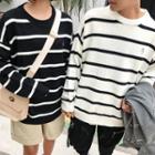 Couple Matching Embroidered Striped Sweater