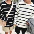 Couple Matching Embroidered Striped Sweater