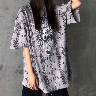 Short Sleeve Snake Printed T-shirt