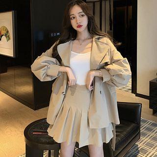 Double Breasted Coat / Pleated Skirt
