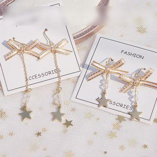 Lace Bow Alloy Star Dangle Earring