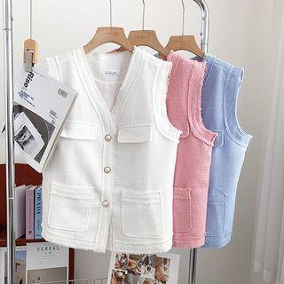 V-neck Plain Oversize Vest