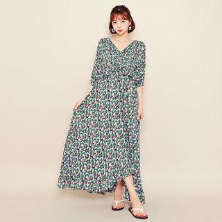 Off-shoulder Pattern Maxi Dress