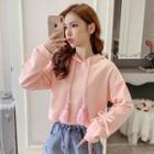 Tasseled Cropped Hooded Sweatshirt