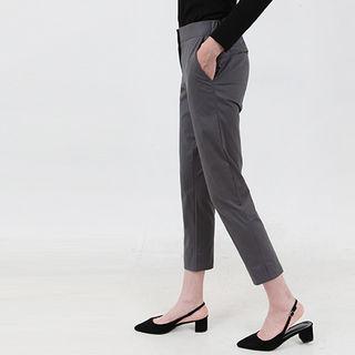 Band-waist Cotton Cropped Pants