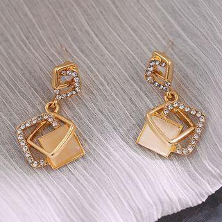 Rhinestone Geometric Drop Earring 1 Pair - Gold - One Size