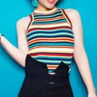 Striped Halter Knit Top Stripe - One Size