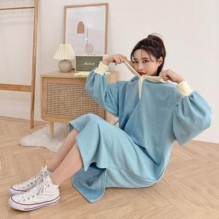 Two-tone Long Hoodie Dress