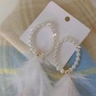 Faux Pearl Hoop Earring 1 Pair - Feather - One Size