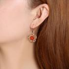 Red Agate Flower Earring