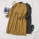 Long Sleeve Check Midi Dress