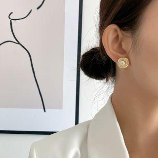 Faux Pearl Alloy Earring 1 Pair - Silver Needle - Gold - One Size