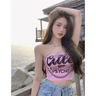 Lettering Halter Top Pink - One Size